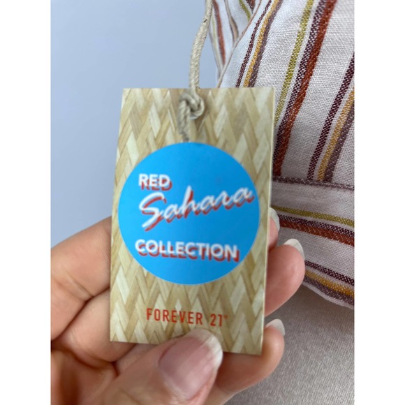 Forever 21 Red Sahara Collection Cropped Striped Linen Tank size Large - Picture 6 of 7